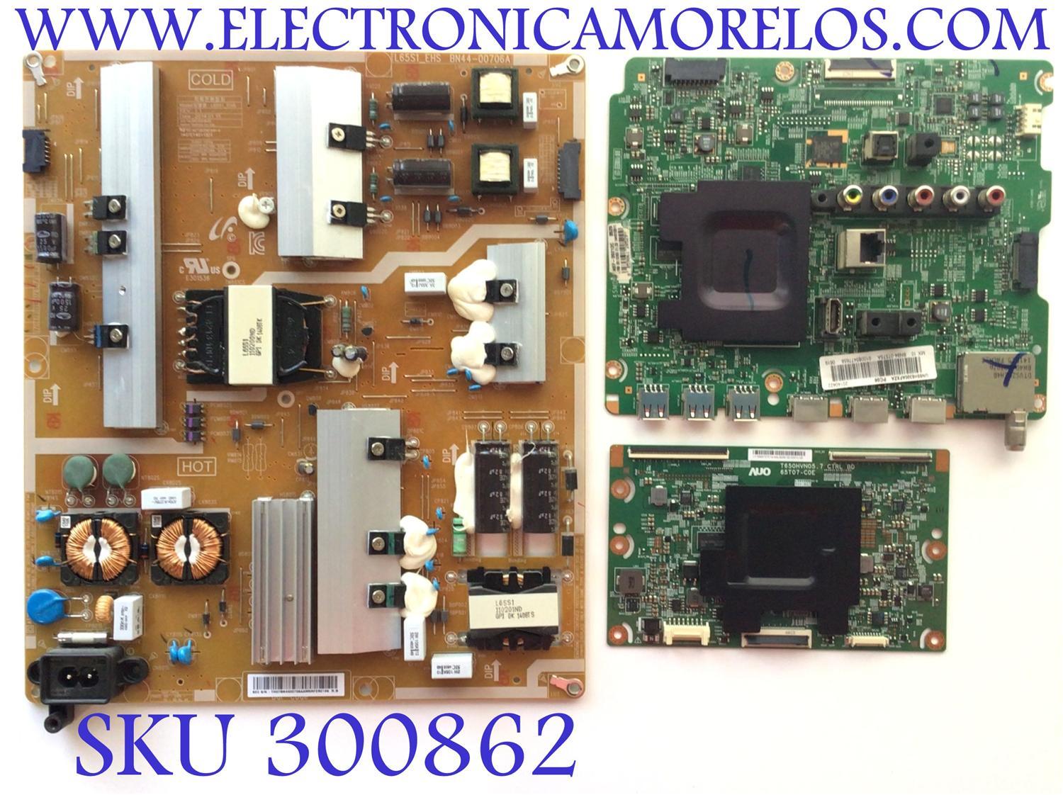 KIT DE TARJETAS PARA TV SAMSUNG / MAIN BN94-07575A / BN41-02157B / BN97-09212C / T-CON 5565T07C14 / 55.65T07.C14 / T650HVN05.7 / 65T07-C0E / FUENTE BN44-00706A / BN4400706A / L65S1_EHS / PANEL CY-GH065CSAV1H / MODELO UN65H6300 / UN65H6300AFXZA AH01